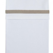 Ledikantlaken van cottonbaby wit met taupe jeansband