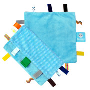 Snoozebaby knuffeldoekje met labels sky blue