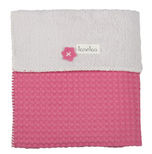 Koeka ledikantdeken teddy hot pink