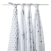 Aden + Anais 4-pack swaddling wraps - twinkle grey stars
