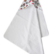 Cottonbaby badcape wit met gekleurde uiltjes
